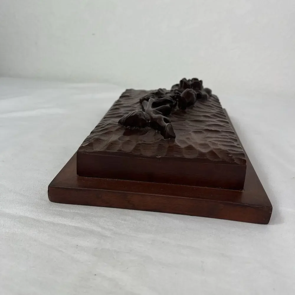 Vintage Hand Carved Rose sculpture 3D home decor, hanging wall decor, solid wood